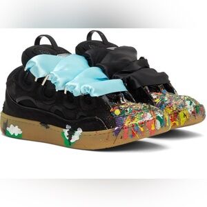 Lanvin x Gallery Department Curb Sneakers Black Paint Splatter, Size 45 (U.S 11)